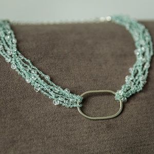Turquoise beaded and woven necklace